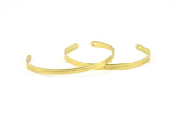 Brass Bracelet Blank, 2 Raw Brass Cuff Bracelet Bangles With 2 Holes (135x4x1mm) D0503