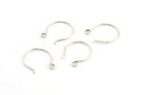 Antique Silver Earring Wires, 24 Antique Silver Plated Brass Earring Wires With 1 Loop (23x19x1.2mm) BS 2301