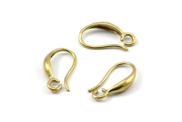 Brass Ear Hooks, 12 Raw Brass Earring Wires, Earring Hooks (15x3mm) BS 2368