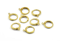Brass Earring Clasp, 12 Raw Brass Earring Clasps With 1 Loop (16x13mm) BS 2299