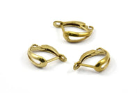 Brass Earring Clasp, 12 Raw Brass Earring Clasps With 1 Loop (15x12mm) BS 2298