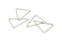 Silver Triangle Charm, 24 Silver Tone Triangle Ring Charms (26x19mm) BS 2402