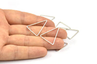 Silver Triangle Charm, 24 Silver Tone Triangle Ring Charms (26x19mm) BS 2402