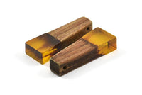 Resin&Wood Pendant, 4 Yellow Brown Geometric Pendant with 1 Hole, Findings (45x16x9mm) X015