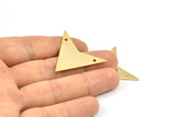 Gold Triangle Pendant, 1 Gold Plated Triangle Pendant With 2 Holes (33x33x33mm) Brass 045 A0114 Q0266