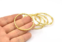 Textured Circle Connectors, 2 Raw Brass Textured Circle Connectors (41x4x2mm) U094