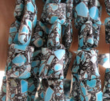 Mosaic Magnesite Turquoise 18mm  Rectangle Gemstone Beads G128 T094