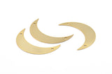 Gold Crescent Charm, 2 Gold Plated Moons with 2 Holes (44x11x0.80mm) Moon18 Q0279