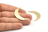 Gold Crescent Charm, 2 Gold Plated Moons with 2 Holes (44x11x0.80mm) Moon18 Q0279