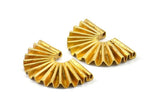 Paper Rosette Pendant, 1 Raw Brass Paper Rosette Shaped Semi Circle Pendant With 2 Holes (40x26x4.5x0.6mm) U085