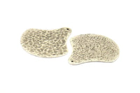 Hammered Bar Pendant, 2 Antique Silver Plated Hammered Geometric Earring Drops with 1 Hole (40x40mm) N0249 H0250