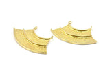 Brass Channel Pendant, 2 Raw Brass Channel Pendants with 2 Loops (48x21x1mm) U088