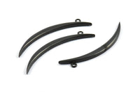 Black Crescent, 2 Oxidized Brass Black Textured Wide Crescent Moon Necklace Pendants, Charms (54x4.5x2.7mm) N0171 S252