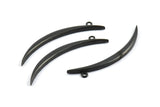 Black Crescent, 2 Oxidized Brass Black Textured Wide Crescent Moon Necklace Pendants, Charms (54x4.5x2.7mm) N0171 S252