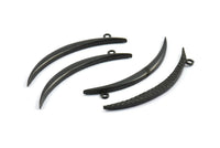 Black Crescent, 2 Oxidized Brass Black Textured Wide Crescent Moon Necklace Pendants, Charms (54x4.5x2.7mm) N0171 S252