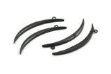 Black Crescent, 2 Oxidized Brass Black Textured Wide Crescent Moon Necklace Pendants, Charms (54x4.5x2.7mm) N0171 S252