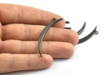 Black Crescent, 2 Oxidized Brass Black Textured Wide Crescent Moon Necklace Pendants, Charms (54x4.5x2.7mm) N0171 S252