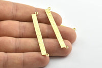 Brass Rectangle Pendant, 5 Raw Brass Hammered Rectangle Pendants with 2 Loops, Necklace Findings (53x5x0.80mm) BS 2308