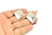 Silver Diamond Charm, 10 Nickel Free Silver Plated Diamond Charms, Pendants, Findings (33x25mm) D0352