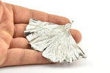 Silver Gingko Leaf, 2 Silver Tone Plated Real Gingko Leaf with 1 Loop, Pendants, Findings X052