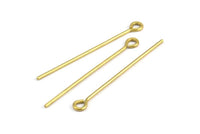 60mm Eye Pin, 25 Raw Brass Eye Pins, Findings (60x1.5mm) BS 2251