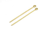 70mm Eye Pin, 25 Raw Brass Eye Pins, Findings (70x1.5mm) BS 2253