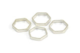 Silver Hexagon Charm, 24 Silver Tone Hexagon Shaped Ring Charms (12x2x0.8mm) BS 2374