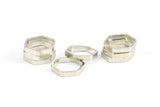 Silver Hexagon Charm, 24 Silver Tone Hexagon Shaped Ring Charms (12x2x0.8mm) BS 2374