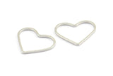 Silver Heart Connectors, 24 Silver Tone Heart Ring Connectors  (15x1x0.80mm) BS 2393