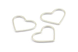Silver Heart Connectors, 24 Silver Tone Heart Ring Connectors  (15x1x0.80mm) BS 2393