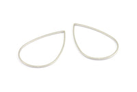 Silver Drop Connector, 24 Silver Tone Drop Connectors (47x30x1mm) BS 2389