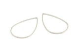 Silver Drop Connector, 24 Silver Tone Drop Connectors (47x30x1mm) BS 2389