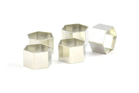Silver Hexagon Charm, 24 Silver Tone Hexagon Shaped Ring Charms (12x8x0.4mm) BS 2377