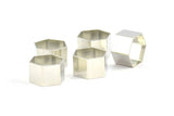Silver Hexagon Charm, 24 Silver Tone Hexagon Shaped Ring Charms (12x8x0.4mm) BS 2377