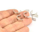 Silver Necklace Parts, 12 Silver Tone Necklace Findings, Pendants (12x10x1mm) BS 2381