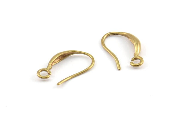 Brass Ear Hooks, 12 Raw Brass Earring Wires, Earring Hooks (14x8mm) BS 1813