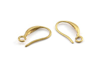 Brass Ear Hooks, 12 Raw Brass Earring Wires, Earring Hooks (14x7mm) BS 1814