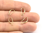 Brass Ear Hooks, 12 Raw Brass Earring Wires, Earring Hooks (14x7mm) BS 1814