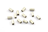Silver Tone Square Tube, 100 Nickel Free Plated Square Tubes (2x4mm) Bs 1562 H0281