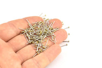 Earring Post Stud, 250 - 202L Stainless Steel Earring Posts With Raw Brass 2mm Flat Pad, Ear Studs ( BS 2228 )