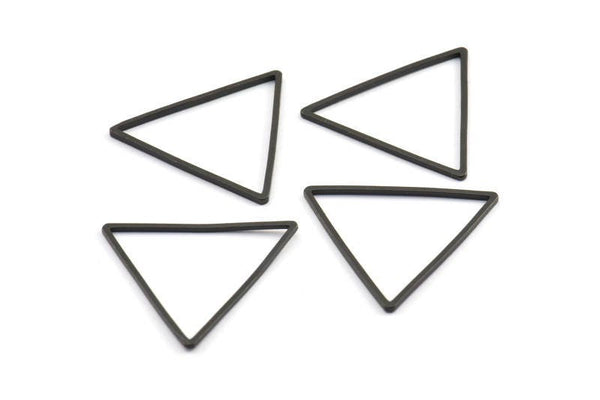 Black Triangle Charm, 12 Oxidized Brass Black Open Triangle Ring Charms (29x1mm) BS 1070 S257