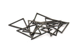 Black Triangle Charm, 6 Oxidized Brass Black Triangles Charms (34x34x27mm) Bs-1306 S129