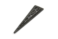 Black Textured Triangles, 2 Oxidized Brass Black Triangle Pendant With 1 Hole, Earring Finding (58x14x2mm) N0231 S155