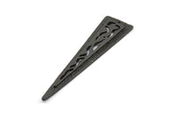 Black Textured Triangles, 4 Oxidized Brass Black Triangle Pendant With 1 Hole, Earring Finding (58x14x2mm) N0231 S155