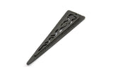 Black Textured Triangles, 2 Oxidized Brass Black Triangle Pendant With 1 Hole, Earring Finding (58x14x2mm) N0231 S155
