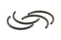 Black Noodle Tubes, 6 Oxidized Brass Black Semi Circle Curved Tube Beads (3.5x55mm) D0265 S153