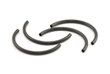 Black Noodle Tubes, 6 Oxidized Brass Black Semi Circle Curved Tube Beads (3.5x55mm) D0265 S153