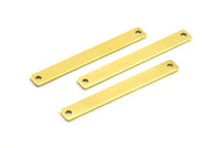 Tiny Rectangle Bar, 24 Raw Brass Rectangle Stamping Blanks with 2 Holes, Necklace Finding (40x5x0.80mm) U033
