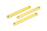 Tiny Rectangle Bar, 24 Raw Brass Rectangle Stamping Blanks with 2 Holes, Necklace Finding (40x5x0.80mm) U033