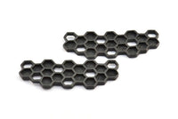 Black Honeycomb Pendant, 1 Oxidized Brass Black Honeycomb Pendant, Charms, Findings (57x21x2.4mm) U108 S278